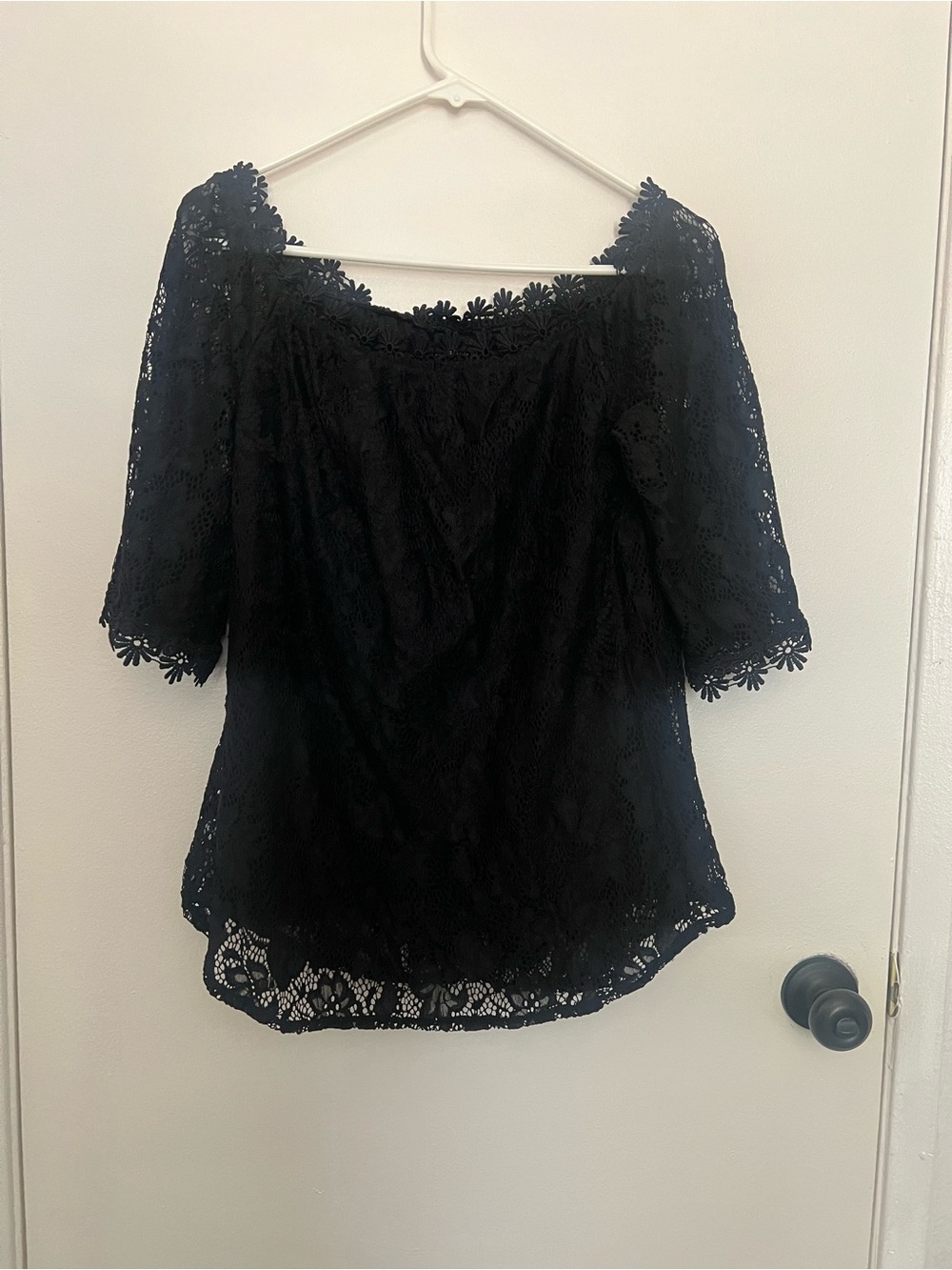 Women’s Black Lace Off-Shoulder Top